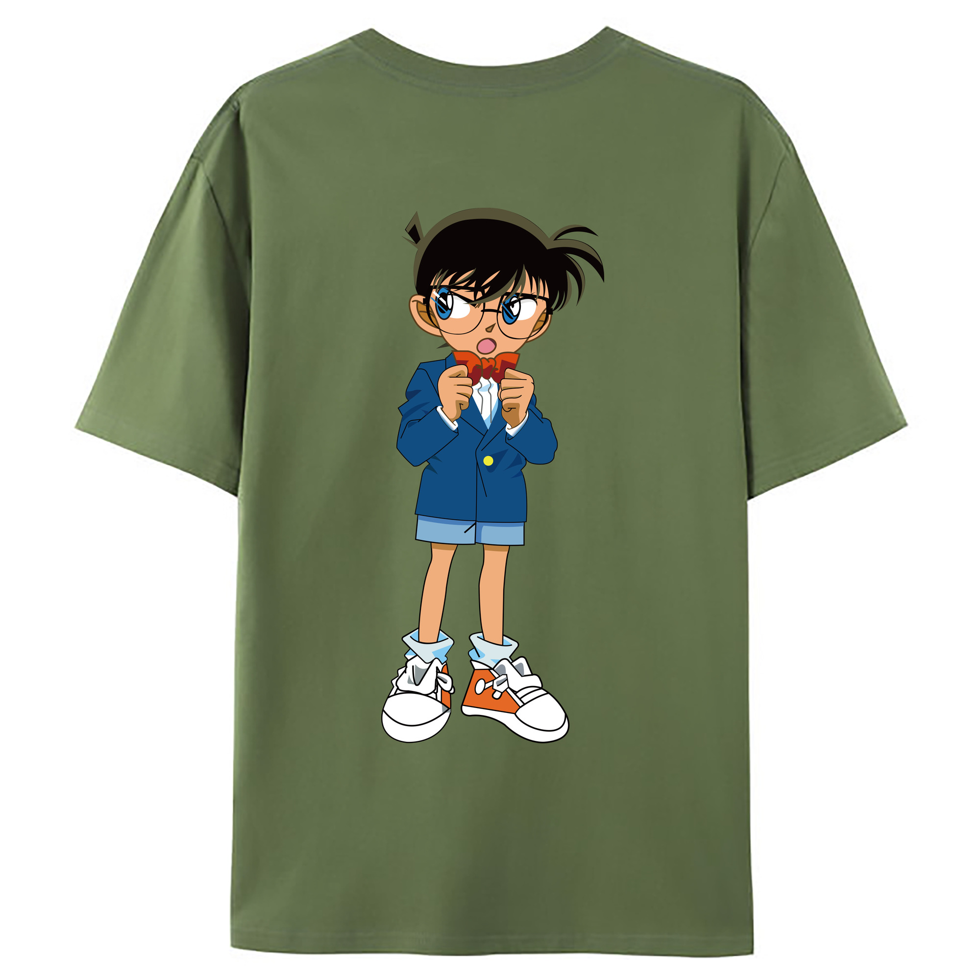 （画像用） 名探偵コナン 江戸川 コナン Detective Conan Conan Edogawa 綿100％ メンズ半袖Tシャツ（バックプリント） 通気性